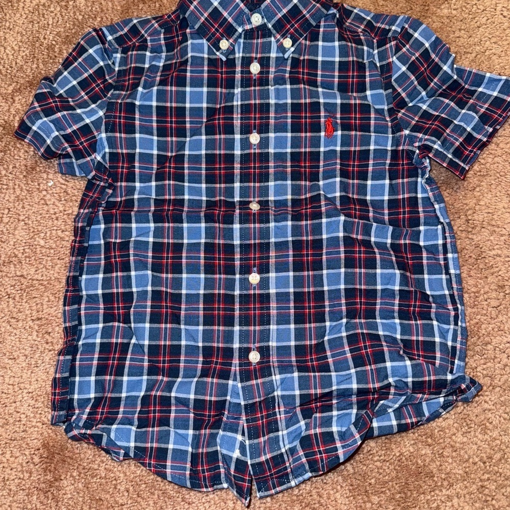 Ralph Lauren Kids Plaid Button Down Shirt - Blue and Red